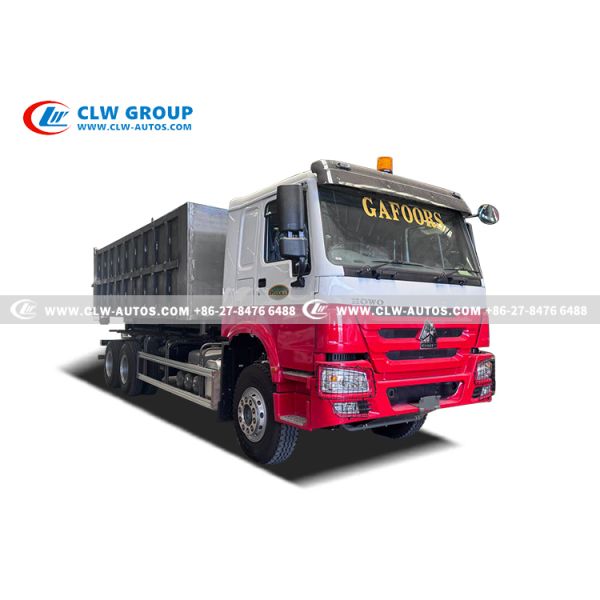 Sinotruk HOWO RHD 6x4 25-Ton Hydraulic Hook Lift Truck with Weichai 400HP Engine and RHD HW76 Cabin