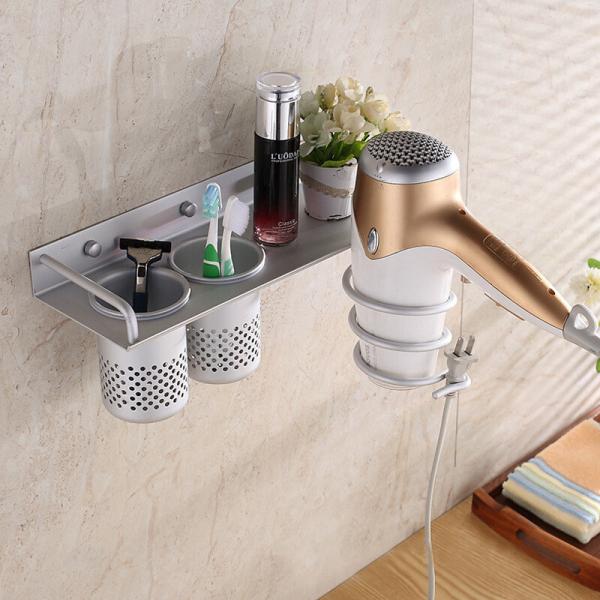 Bathroom Shelf Organizer Storage Rack  SUS304 Stainless Steel Hair Dryer Storage Rack Toothbrush Holder