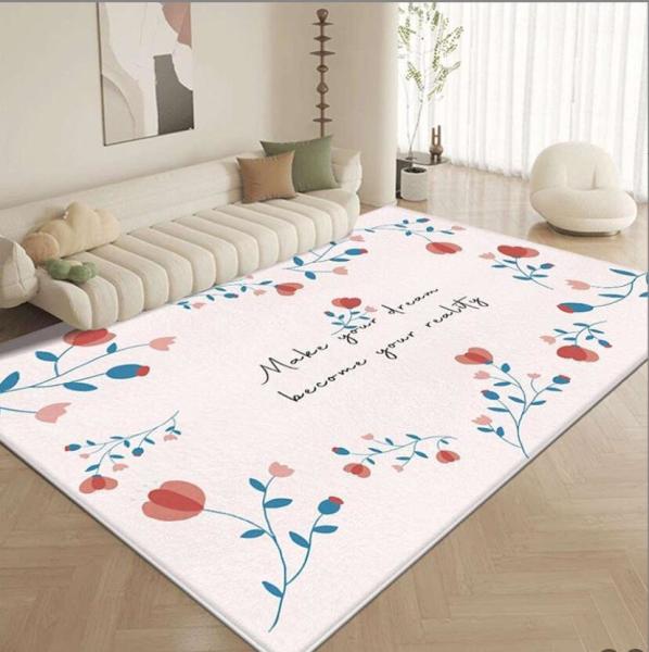 Lovely Flower Living Room Floor Carpets Imitation Cashmere Material 120*180cm