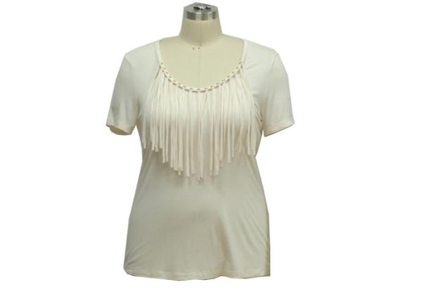 Women's Fashion 1/2 Sleeves Shirt  Round-Necline With tassel Decoration Fit Size