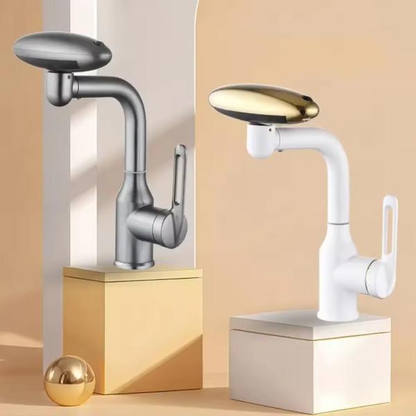 Multifunctional Lizhen-Hwa.Con UFO Faucet for Hot Cold Washbasin in Polished Surface