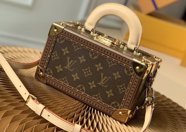 M45673 Printing Box Shape VALISETTE TRESOR Handbag With Lock Red Lining Bag