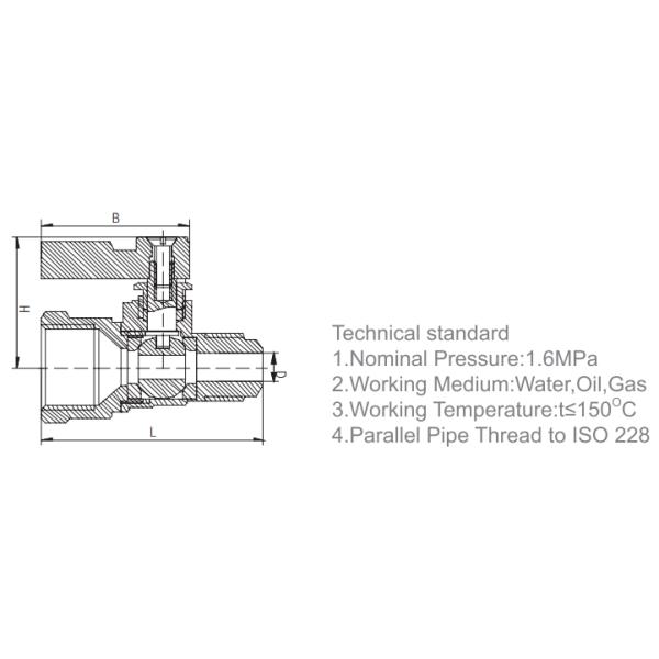 PTFE Brass Gas Valve Natural Color DN10 Brass Gas Ball Valve