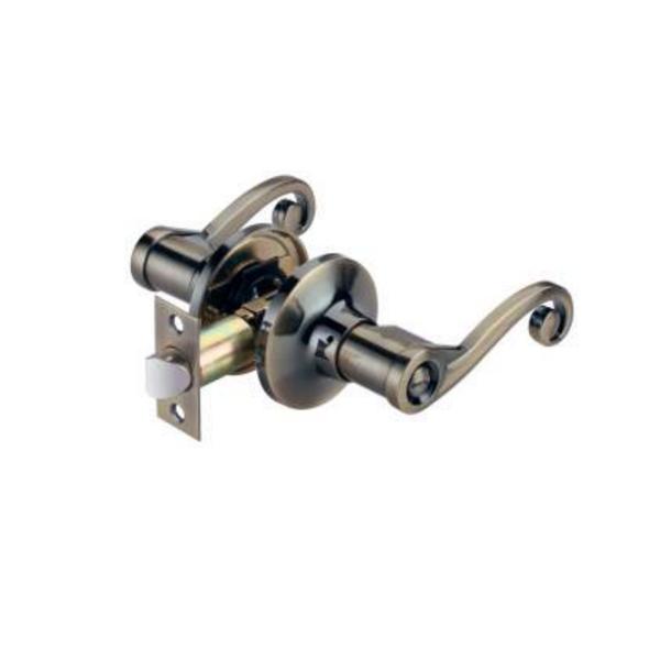 8001BK Entry Leverset Keyed Doorknob, Bed / Bath, Antique Brass Passage Lockset, Bathroom Lock
