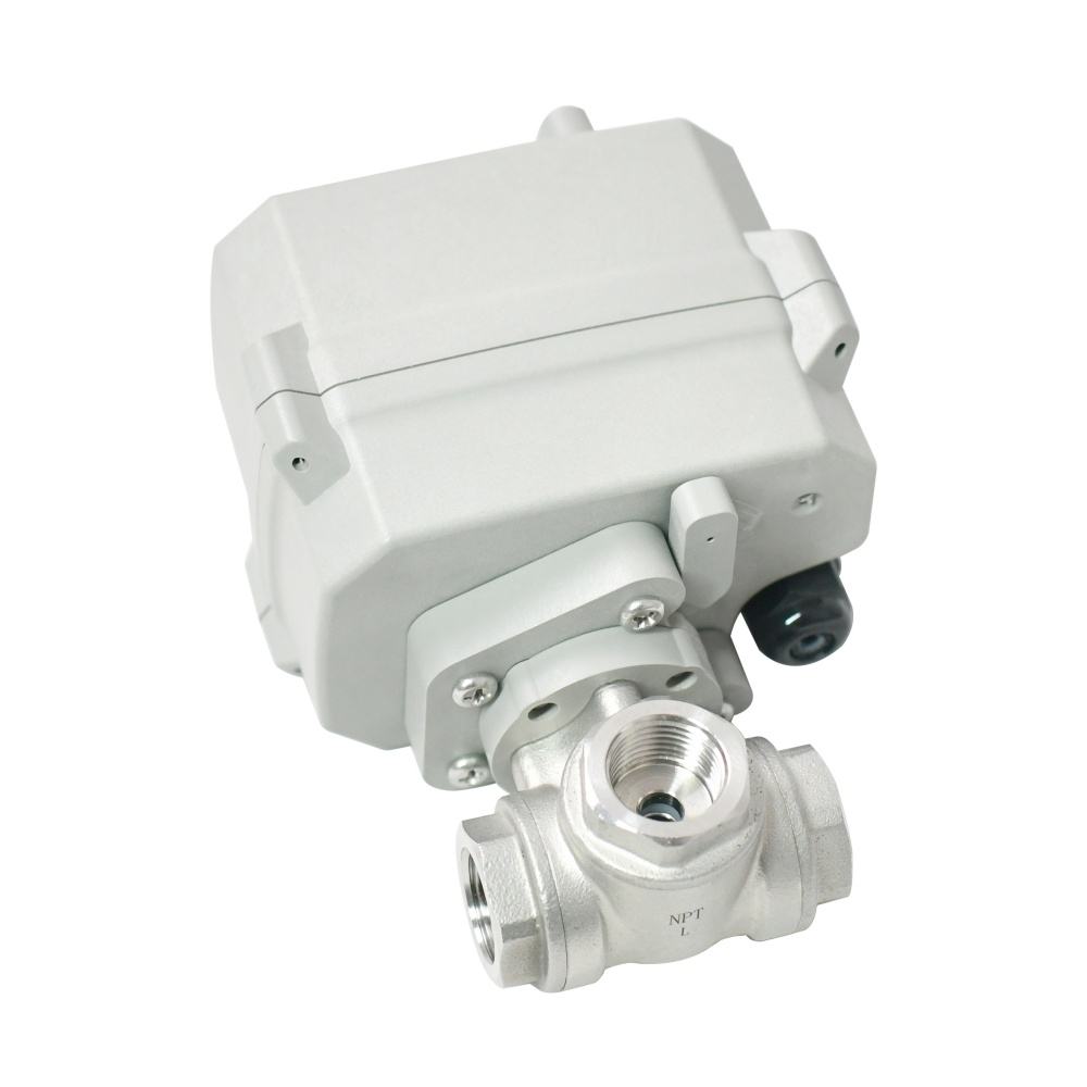 Etrany 2Sec Fast SS304 3-Way Electric Motorized Ball Valve 1/4''-1 1/4'' Failsafe Position Feedback DC12-24V/AC24V Water Fluid