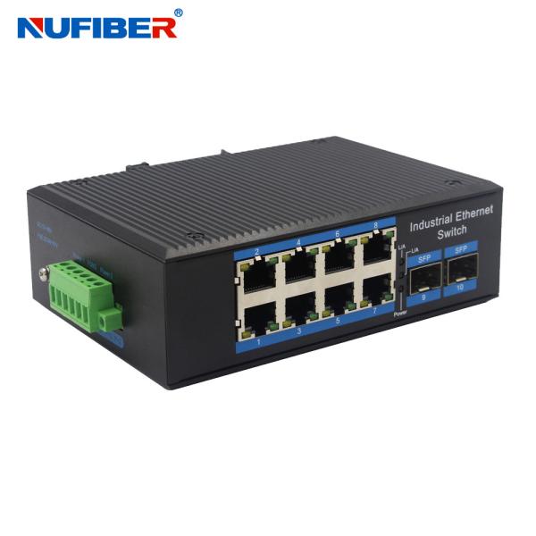 Unmanaged Industrial SFP Ethernet Switch Gigabit 2 SFP to 8 RJ45 Ethernet Switch Din Rail Mount DC24V