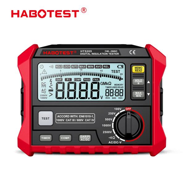 HT5205 Digital Insulation Resistance Tester High-Precision 2500V Voltmeter Resistance Meter 0~200GΩ Megohmeter Ohmmeter