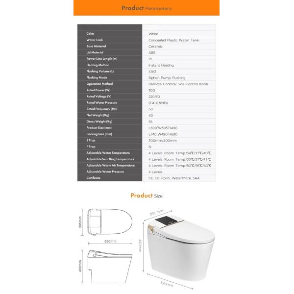 Туалет роскошного биде Wc датчика Bathroom электрического автоматического полного умный умный