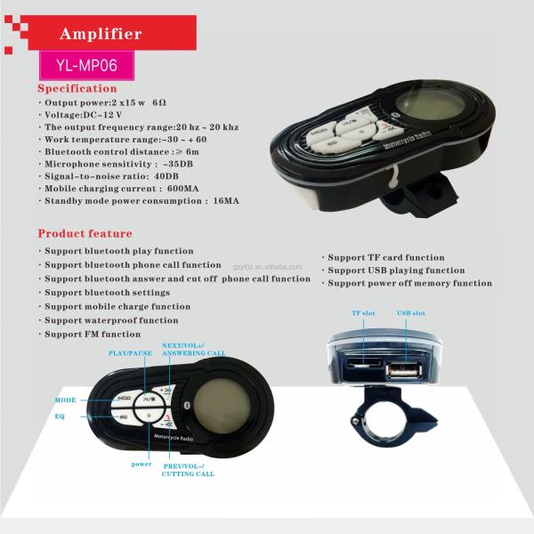 OEM ODM 2*15W 600ma Usb Motorcycle MP3 Player For Bike