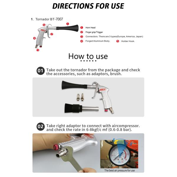 Pistola de lavado de automóviles de aluminio forjado para automóviles Tornador de uso detallado Certificado BSCI