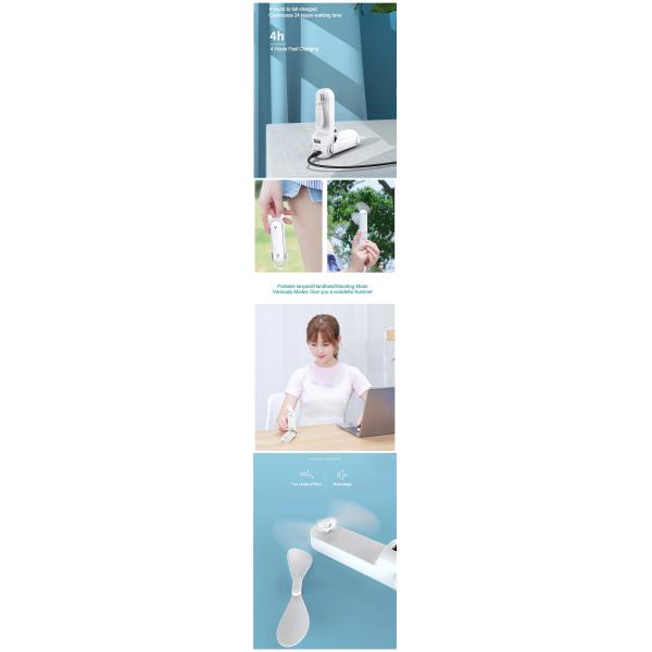 пластиковый мини вентилятор кармана 2000mAH, складывая Handheld вентилятор с электрофонарем