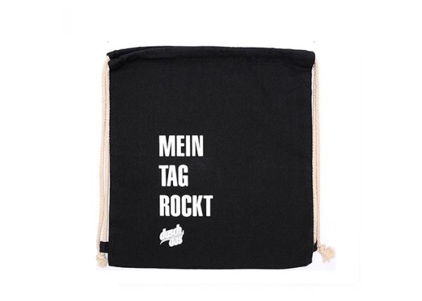 Custom Logo Canvas Drawstring Bags Black Canvas Cinch Backpack For Men