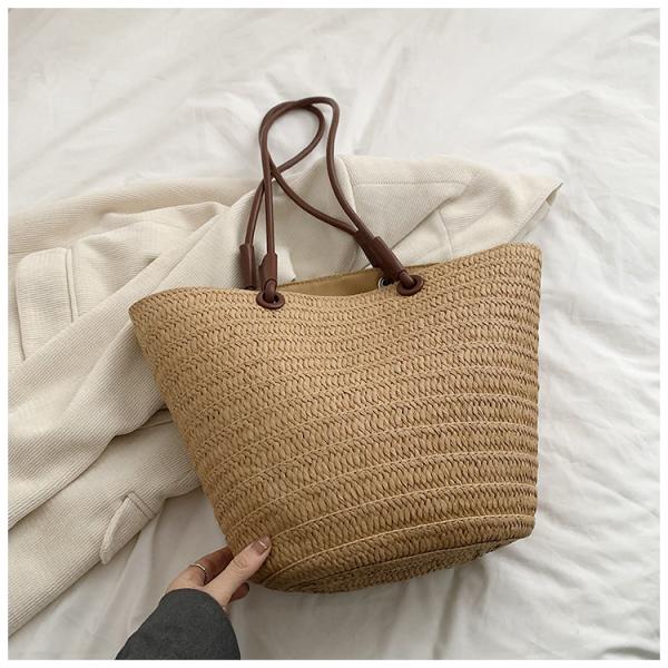Crochet Straw Raffia Tote Bag Handmade Luxury Tote Handbag Beach Bag Handle Raffia Straw Bag Eco-Friendly New Design Crochet Tote Bag