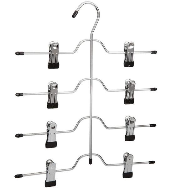 Chrome 4 Tier Space Saving Trouser And Skirt Hangers With Clips