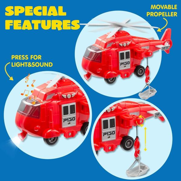 Battery-Free Friction Toy Toddler Truck Fire Engine Emergency Vehicle for Kids Age 3-9