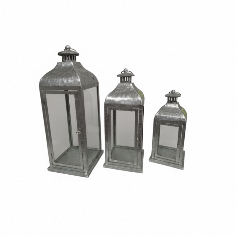 Customizable Metal Lantern Featuring Clear Glass Panels and Top Vent for Heat Release Designed for Versatile Indoor and Outdoor