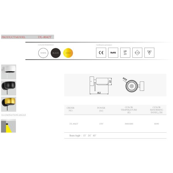 LED Wall lighting 15W Adjustable 180° for Bedroom Bedside Corridor Living Room Modren Europe style design 4000K