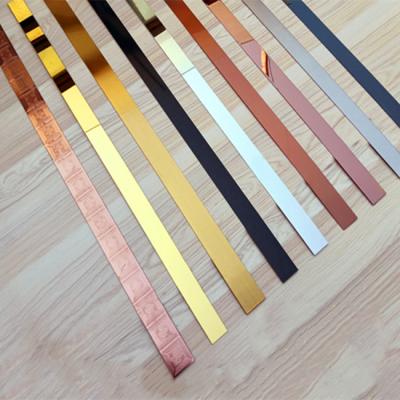 Shiny Brass Stainless Steel Flat Trim Strips Metal Wall For Decoration