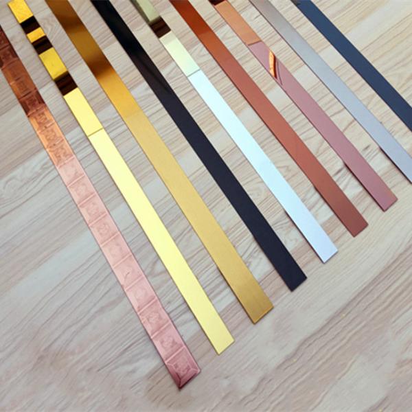 Shiny Brass Stainless Steel Flat Trim Strips Metal Wall For Decoration