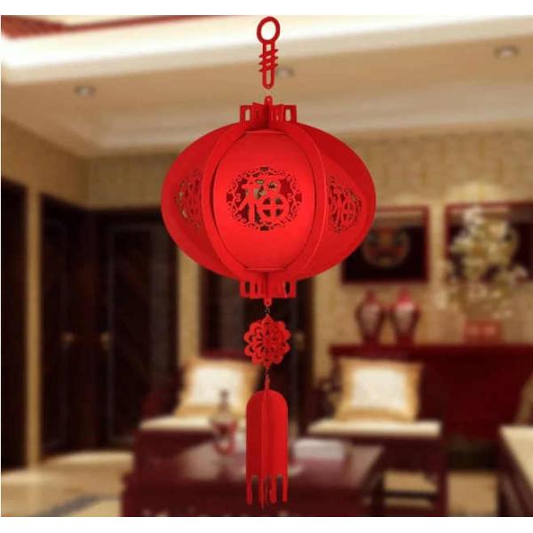 30*7cm Groove Patterns Chinese Festival Felt Celebration Paper Lantern