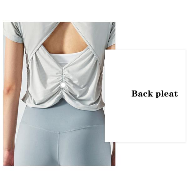 Pleated Nylon Sports Short Sleeve Ladies Yoga Tops Running Fitness T - Shirt