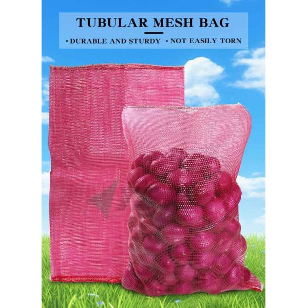Cherry Red 53x87cm Tubular Mesh Onion Sacks Pp Leno Mesh Bags