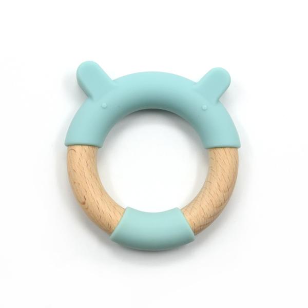Organic Beech Wooden OEM Silicone Baby Chew Toys FSC Certified