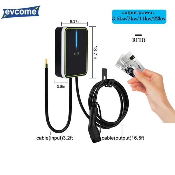 CE UKCA ROHS AC EV Charger Wall Box Gun Line UV Protection With RFID 16A / 32A
