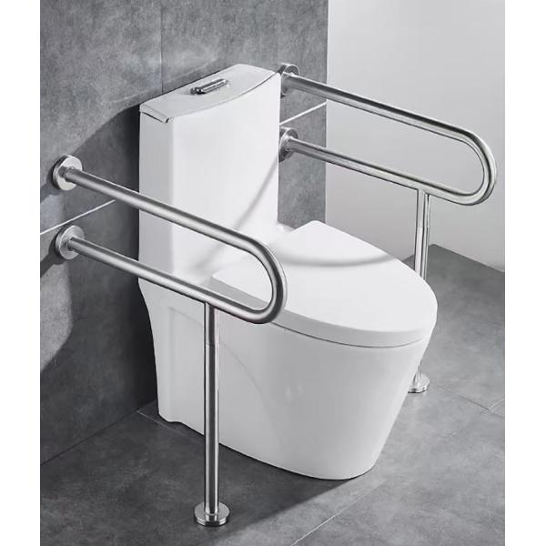 Rust Proof U Shaped Floor Mounted Grab Bars With Polished Chrome Brushed Nickel