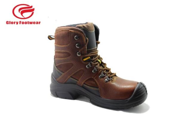 High Cut Tumbled Leather Lightweight Steel Toe Boots , Steel Toe Waterproof Boots