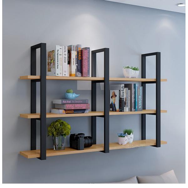 Multi-Purpose Metal and Bamboo Wall Mount Shelves for Living Room