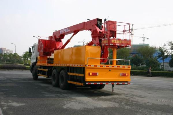 Equipamento da inspeção da ponte da cubeta de Dongfeng 6x4 16m, veículo de funcionamento da detecção