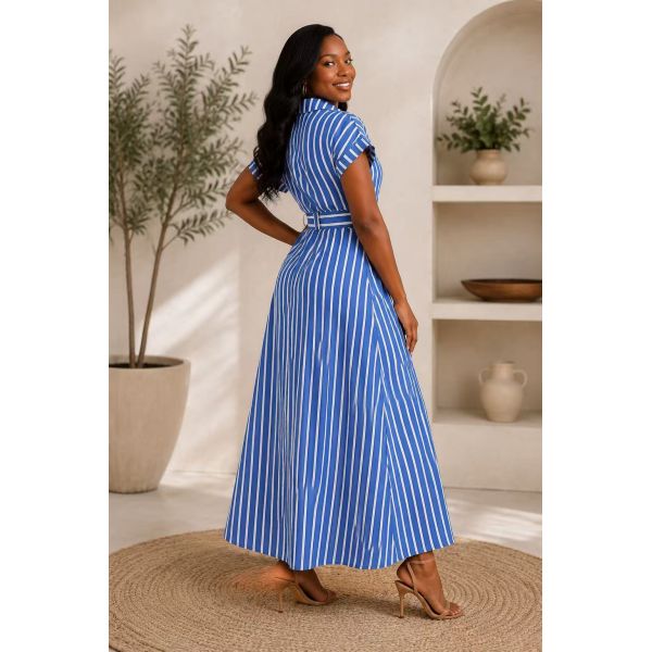Striped Waisted Long Skirt - Elegant and Stylish Waisted Skirt with Striped Design