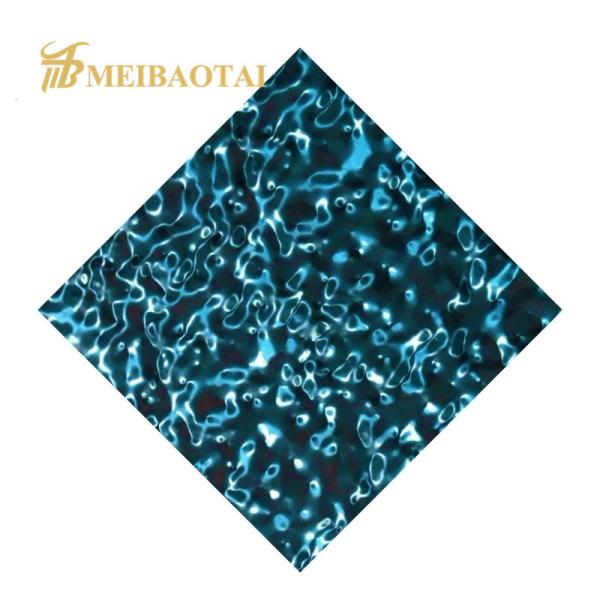 201 Stainless Steel Blue PVD Coated Water Ripple Sheet 0.65mm Thick for Ceiling Decoration