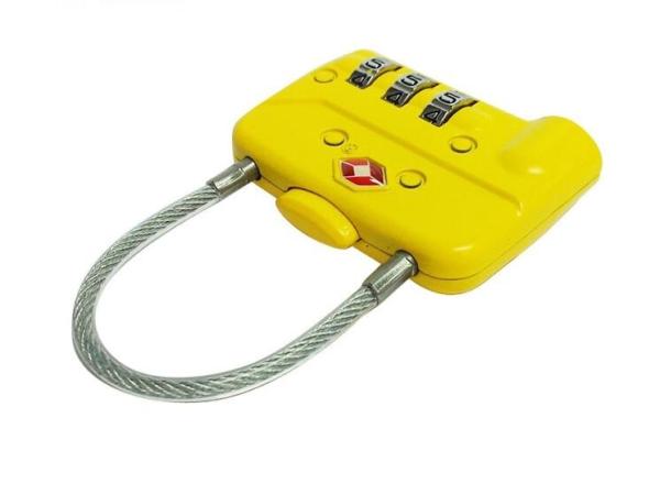 Cable zinc alloy TSA travel lock& Fashion Design yellow Tsa Luggage Lock& 80g Tsa Bag Number Lock