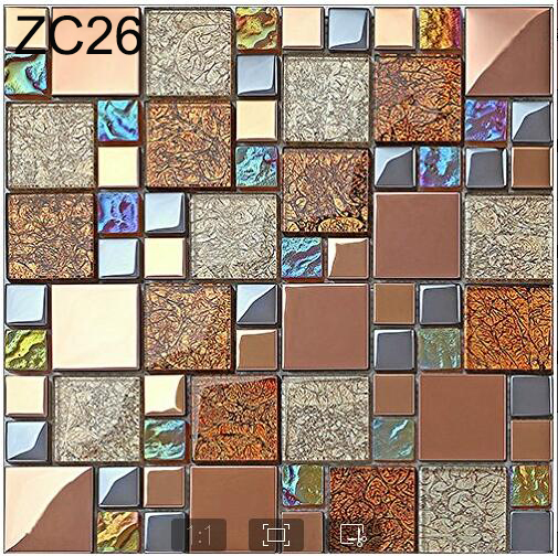 Wear-resistant and Firebrick Luxury Glass and Metal Wall Swimming Pool Mosaics For Renovation and Project