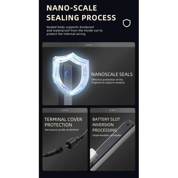 Stainless Steel European Standard Smart Lock Outdoor Waterproof Fingerprint Lock Narrow Frame Door Aluminium Alloy Door Lock