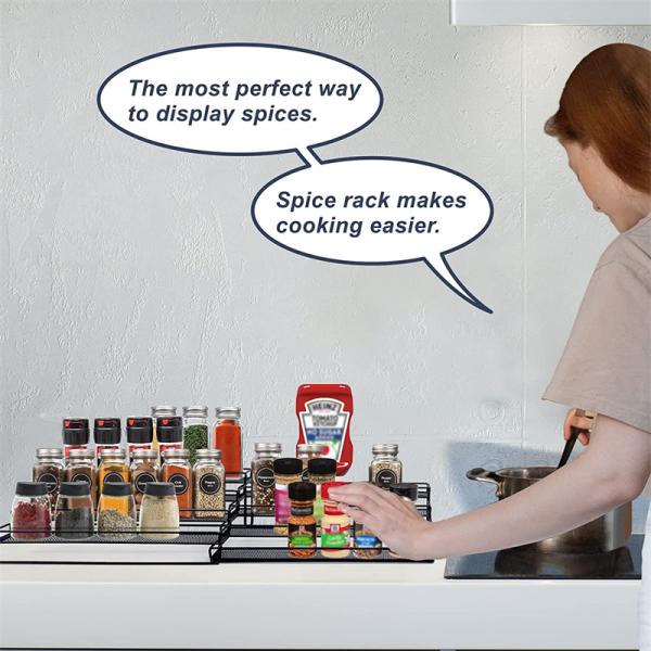 28.8*15.5*29.8cm Lacquer Spice Rack Organizer for Kitchen Countertop Bathroom Storage