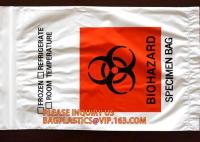 Sac de tirette de spécimen de Biohazard adapté aux besoins du client, vente en plastique de fabrication de sac de biohazard de magasin de spécimen de tirette, essai en laboratoire