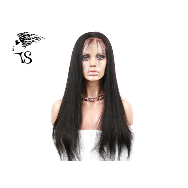 Natural Black Heavy Yaki Straight Human Straight Lace Front Wigs With 100% Brazilian Hair