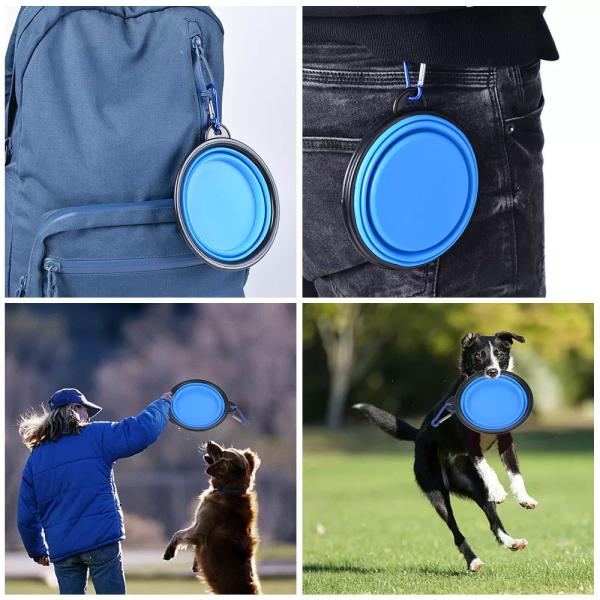 Cuenco plegable para perros de viaje Silicona plegable para dueños de mascotas en movimiento