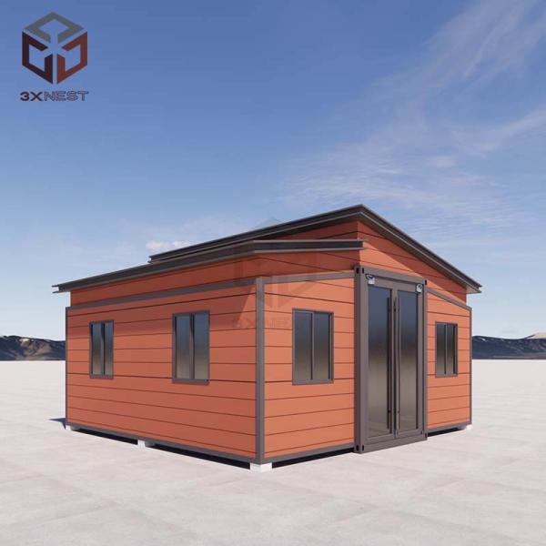Premade House with Double Sloped Roof and Steel Door