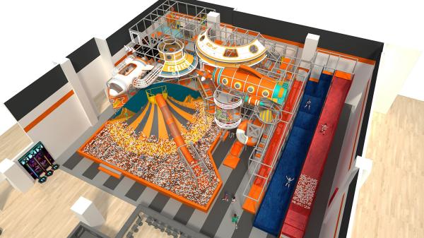 Structure de jeu intérieure personnalisable pour enfants avec toboggans et piscines à balles