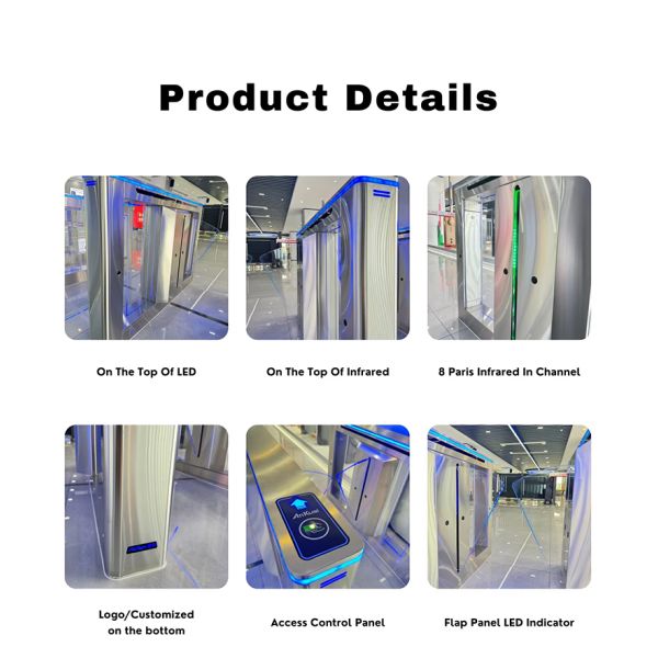 Tournevis de barrière à clapet en acier inoxydable avec 0,8s Arm Open/Close Time et 40~60 ppl/min de vitesse de passage pour un contrôle efficace de l'accès