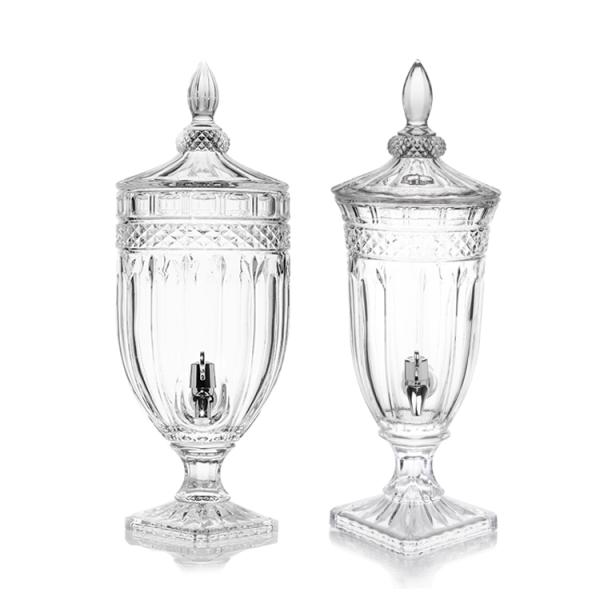 Factory price lead-free crystal glass 4.5L glass juice beverage dispenser with tap