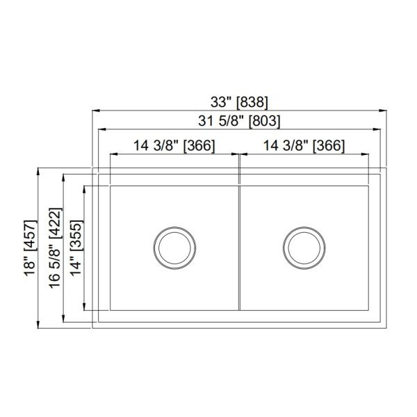 Double Bowl Stainless Steel Single Bowl Kitchen Sink Top Mount 32''X18''X10''