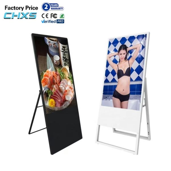 CHXS 32 Commercial Portable Electronic Water Sign Machine Vertical Floor-Standing Foldable Display Screen for Shopping Mall