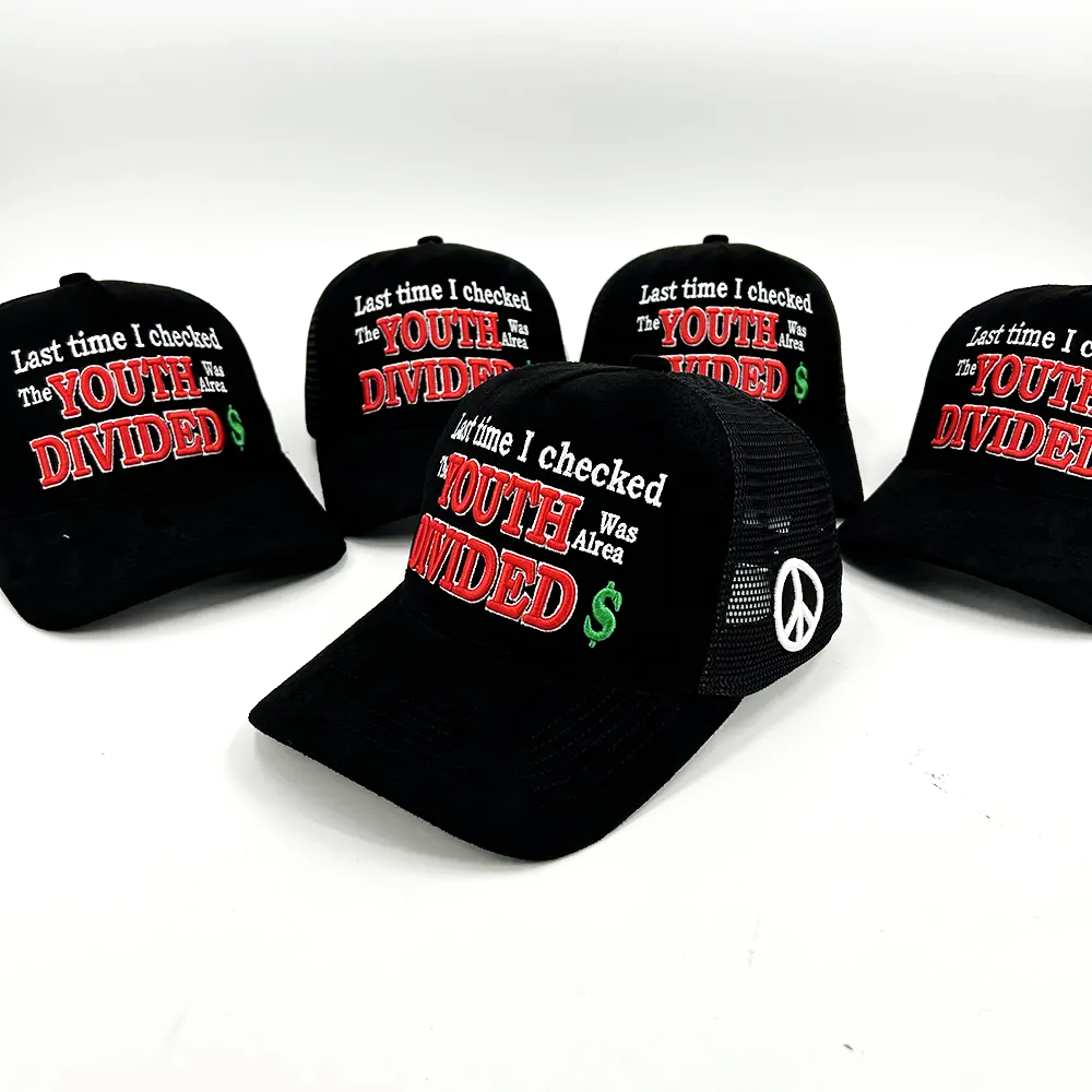 Suede 3D Embroidery 5 Panel Trucker Cap Snapback Cap Breathable Cap Snapback