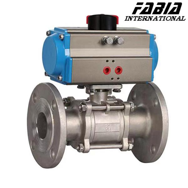 Válvula pneumática de esfera de alta pressão de três peças Válvula de esfera industrial de flange