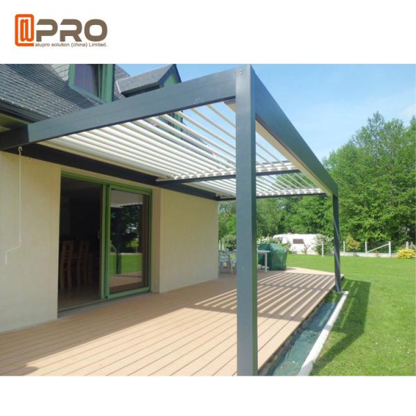 Outdoor Aluminium Louvered Bio - Climatic Pergola Motorised Waterproof Sliding And Folding